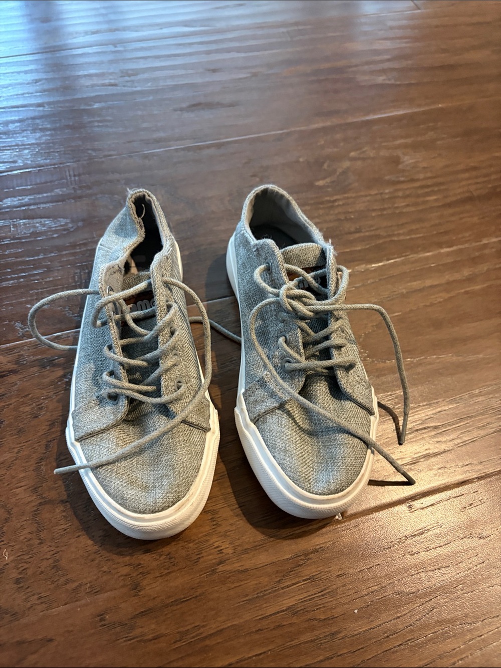 Kids Gray Canvas Lace-Up Sneakers